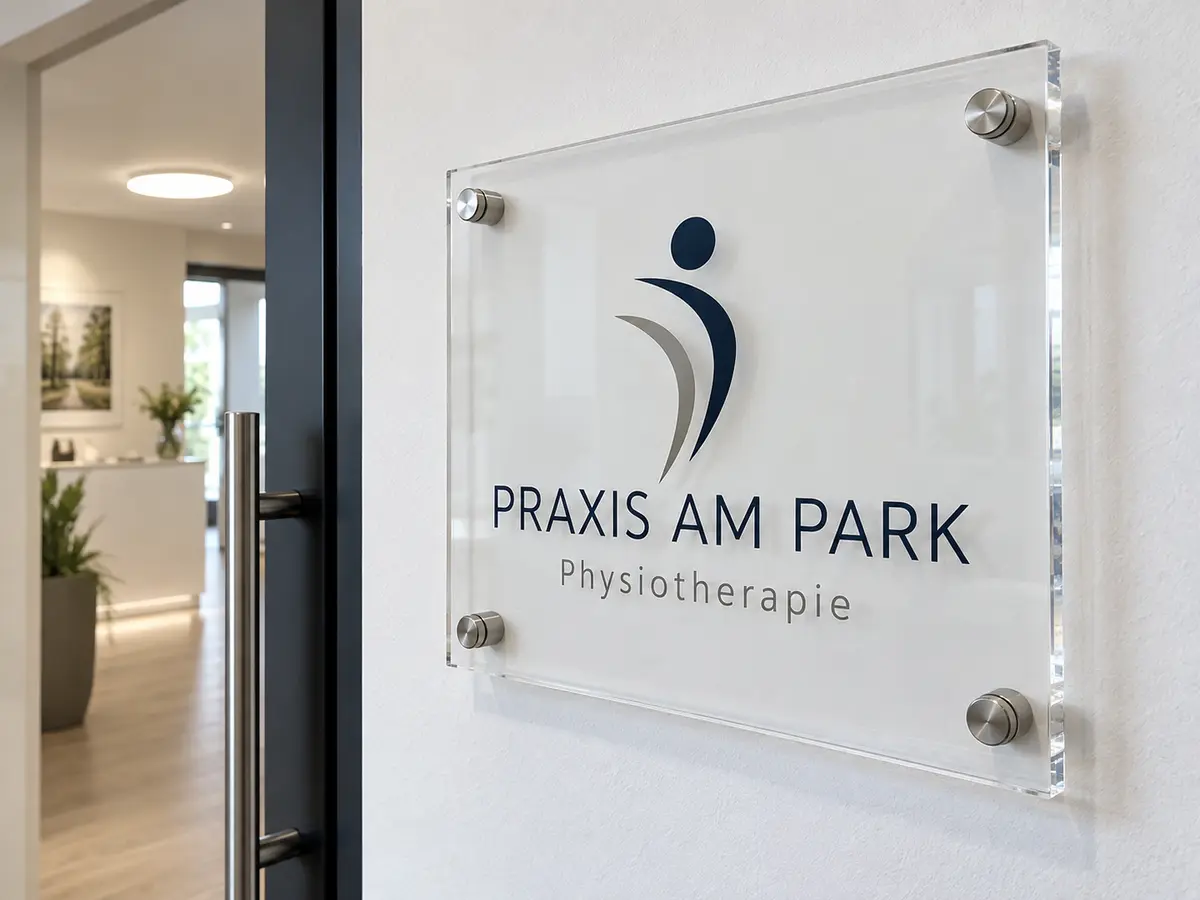 Transparentes Acryl-Praxisschild mit Abstandshaltern