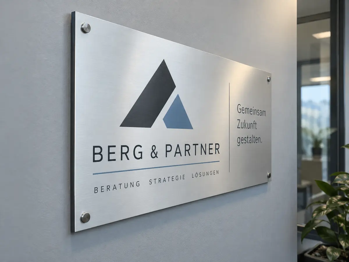 Aluminium-Verbundschild mit sichtbarer Plattenkante und Befestigung